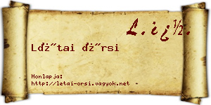 Létai Örsi névjegykártya